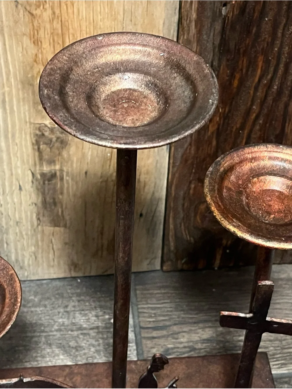 Rustic Metal Nativity Candle Holder - Brown
